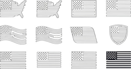 Various united states flag designs