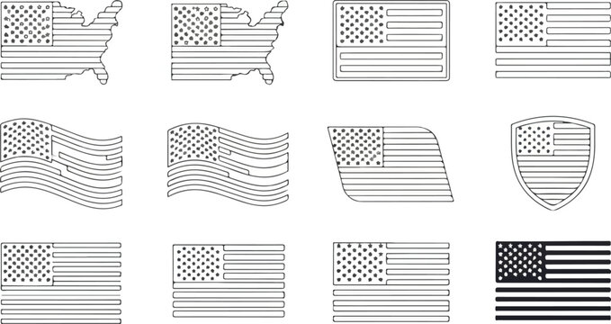 Various united states flag designs
