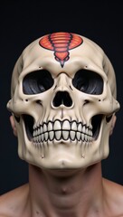 Fototapeta premium Ok Stylized tattoo design featuring a cobra wrapped around a skull