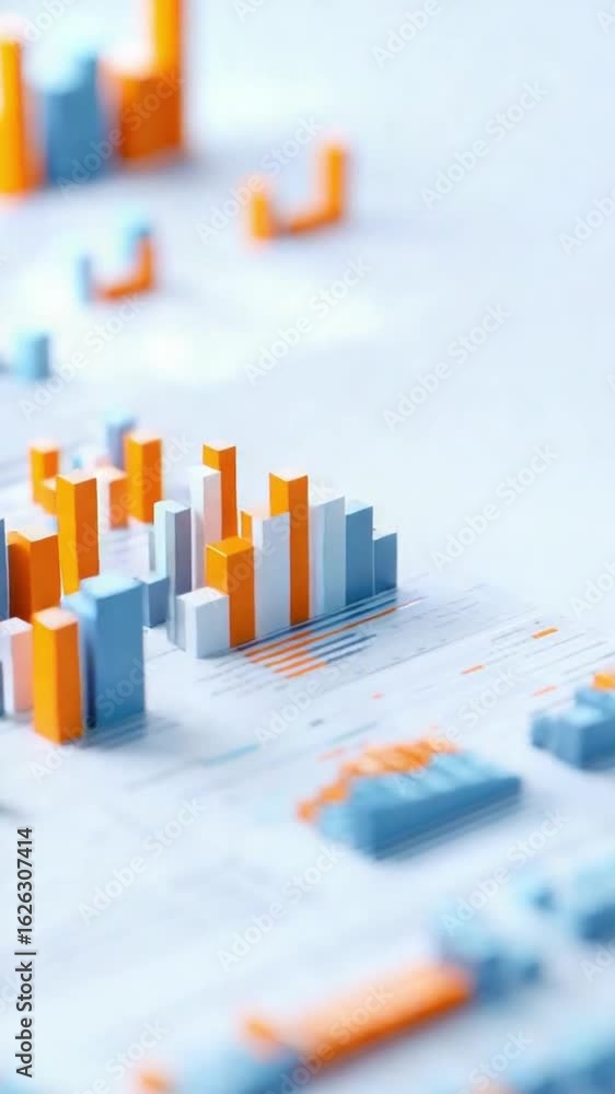 Poster vibrant 3d bar charts and financial data graphs visualize business analytics and statistical trends