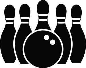  bowling ball and pins silhouette vector