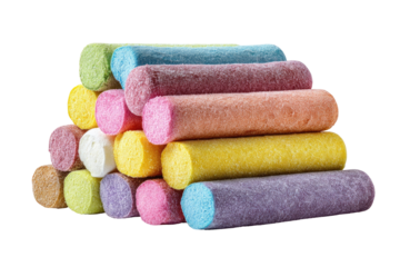 Colorful chalk sticks stacked in a pyramid shape