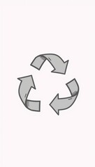 Fototapeta premium Ok Minimalist white-background doodle of a recycling symbol icon