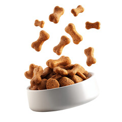 dog food falling into bowl at 45 degree angle 3d render
