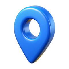 Minimal Vibrant Blue 3D Map Pin with Hollow Center and Shiny Finish