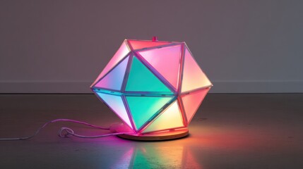 Geometric, colorful lamp with LED lights