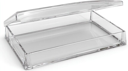 Clear plastic box with lid open