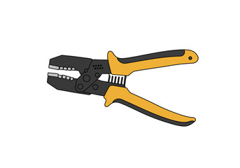 Obraz premium Crimping tool with black steel jaws and yellowhandled levers
