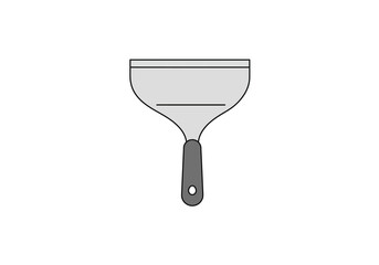 A gray putty knife with a gray handle  hole ready for home improvement tasks