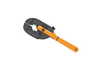 An orange and gray crimper tool used in electrical wiring