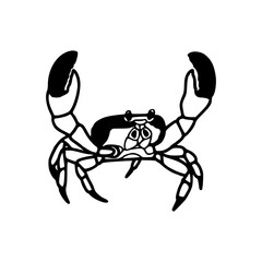 hand-drawn sea animal - scared crab