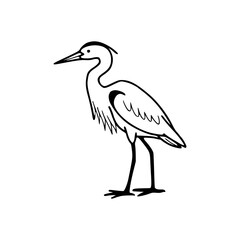 stylized hand-drawn egret graphic