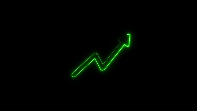 Bright blue glowing graph icon with an arrow indicating growth. This futuristic image symbolizes progress and upward trends, perfect for business and technology 4k icon.