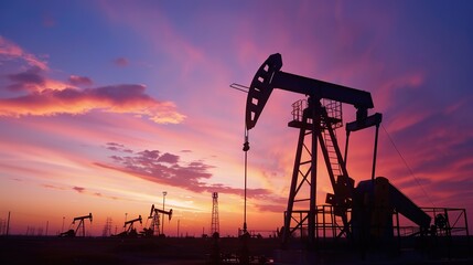 Capturing the rugged essence of desert oilfield bases, these background images showcase oil pumps standing tall amid vast, arid landscapes&mdash;where sand dunes meet industrial might. 