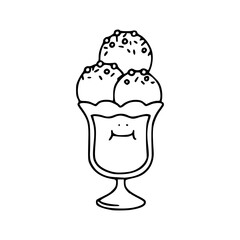 dessert parfait with happy face line art