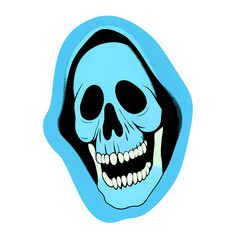 Obraz premium Blue skull sticker with hood
