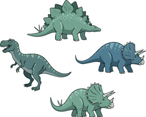 Create a kinds of Dinosaur seamless pattern. Hand drawn vector dinosaurs with background view. Pattern with Tyrannosaurus Rex, Stegosaurus, Brachiosaurus. vector art with white background.