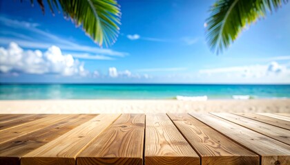 Tranquil ocean view with rustic wooden table, ideal for coastal relaxation and scenic escape