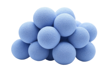 Cluster of light-blue, fuzzy spheres