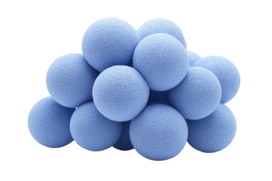 Cluster of light-blue, fuzzy spheres