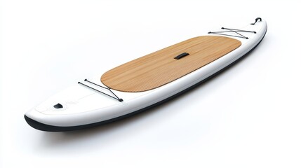 Vibrant colorful wooden canoe paddle with  colorful painted blade is isolated on white background evoking summer artist sport and craft design