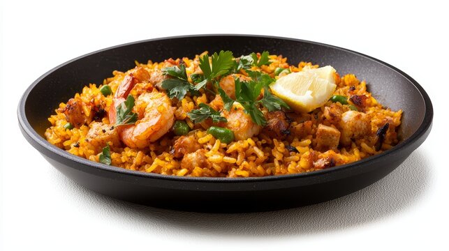 Scrumptious culinary creation black bowl of food feast for the senses and delightful dining experience