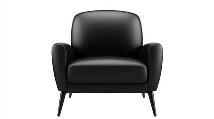 Fototapeta premium Modern black leather office chair isolated on white background studio shot