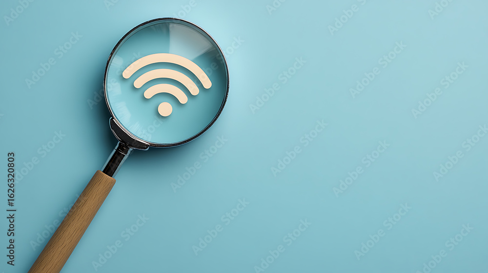Aufkleber magnifying glass focuses on connection: a close-up view emphasizing digital accessibility and the im