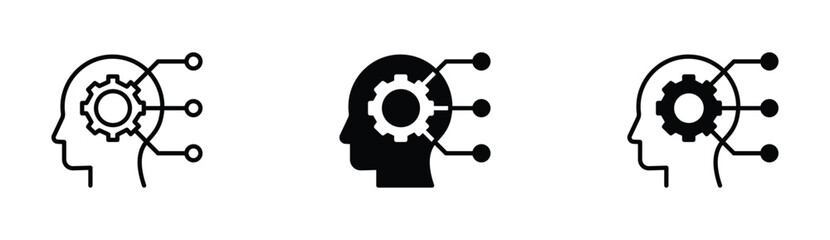 Creative Brain with Gear Icon  set for Innovative Ideas , vector illustration . 