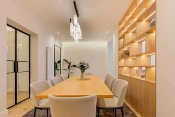 modern luxury dining room interior, 3d render