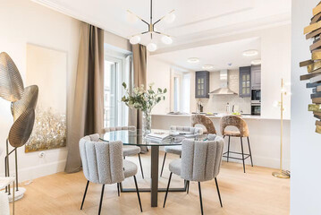 modern luxury dining room interior, 3d render