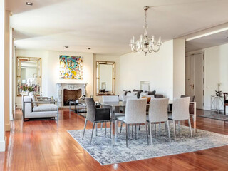 modern luxury dining room interior, 3d render