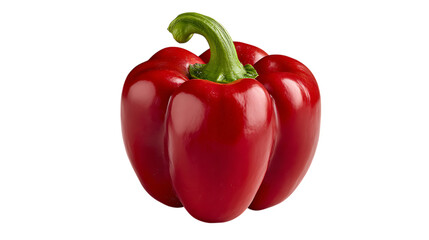Single red bell pepper isolated on transparent background