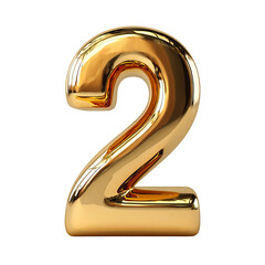 metallic gold number 2 3d illustration
