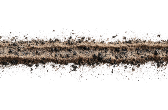 Long, textured, tan-brown band of granular material,  with scattered, colorful specks