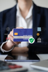Person using credit card for online shopping buying paying payment digital banking finance...