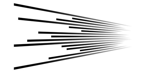 Dynamic 3D lines in perspective. Vanishing, diminishing lines, stripes. Spatial streaks, strips abstract geometric vector