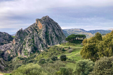 Naklejka premium Hiking to Montejaque dam (Presa de Montejaque) and Hundidero cave (Cueva del Hundidero) in the province of Malaga, Andalusia, Spain