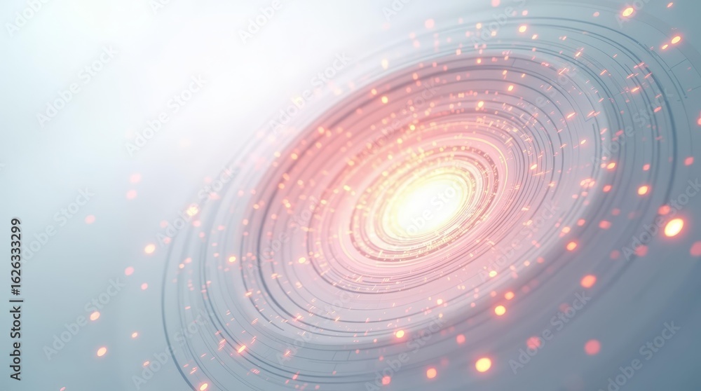 Poster abstract digital vortex with glowing lines on white background, concept of data flow for tech presen