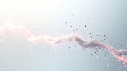 Broken data flow with disappearing particles on white background, concept of data loss
