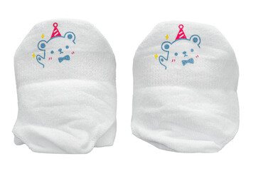 Baby socks isolated on a white background. Little kittens in the image, Clipping path included.