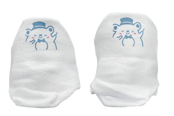 Baby socks isolated on a white background. Little kittens in the image, Clipping path included.