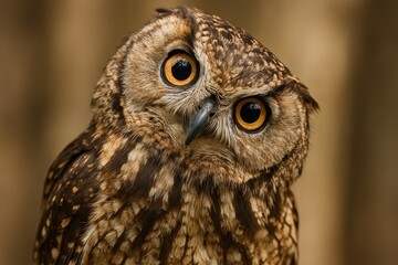 Obraz premium Majestic Spotted Eagle Owl Portrait Close-Up of a Wild Bird