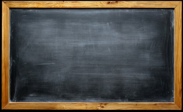 A wooden framed blackboard sign with a clean, blank surface ready for writing. Perfect for cafes, restaurants, or shops. Isolated on transparent background