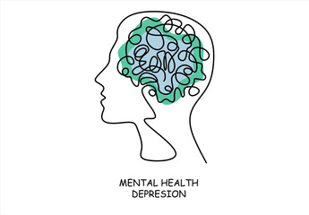 Mental Confusion Depicting Overwhelmed Thoughts. line icon-continuous line drawing. Editable stroke.