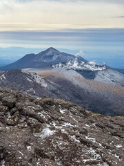 View the Shinmoedake crater from the summit of Karakunidake