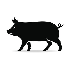 Fototapeta premium A Silhouette of a Pig Standing Proudly on a White Background With a Subtle Shadow
