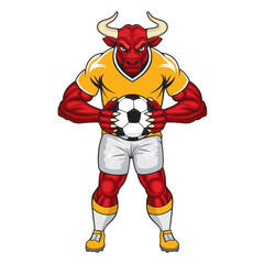 bull football mascot vector illustration football player design