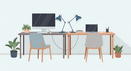 modern home office workspace desk setup
