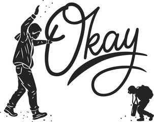 Vector art illustration of people dancing and jumping on a skateboard